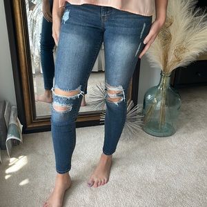 CELLO Dark Wash Distressed Skinny Jeans